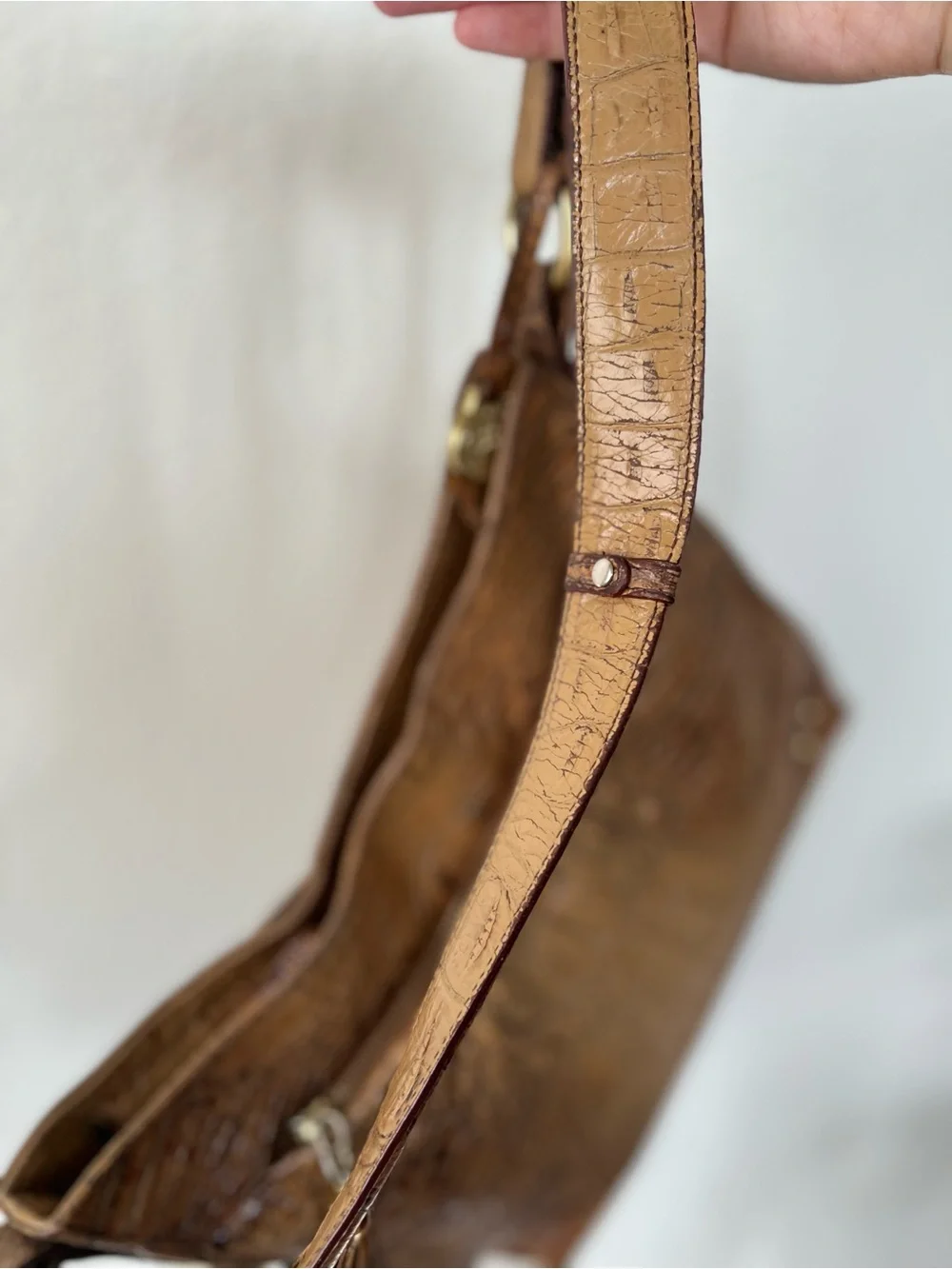 Brahmin Croc-Embossed Leather Hobo Shoulder Bag - READ